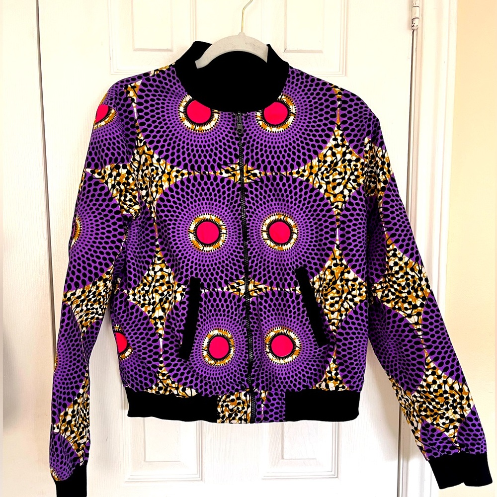 🇨🇦 Designer Ankara reversible bomber jacket US M